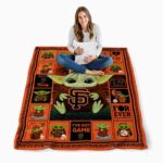 custom san francisco giants baby yoda orange blanket best selling