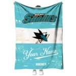 custom san jose sharks grunge texture teal white blanket best selling