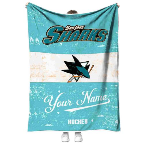 custom san jose sharks grunge texture teal white blanket best selling