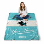 custom san jose sharks grunge texture teal white blanket best selling