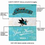 custom san jose sharks grunge texture teal white blanket best selling