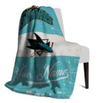 custom san jose sharks grunge texture teal white blanket best selling