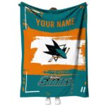 custom san jose sharks paint strokes teal white blanket best selling