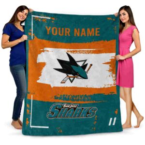 custom san jose sharks paint strokes teal white blanket fashion forward