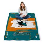 custom san jose sharks paint strokes teal white blanket best selling