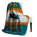 custom san jose sharks paint strokes teal white blanket best selling
