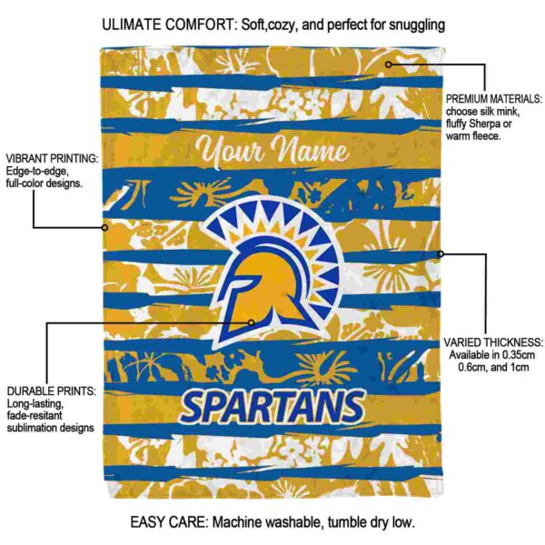 custom san jose state spartans floral stripes blue white blanket new arrival