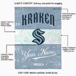 custom seattle kraken grunge texture blue white blanket best selling