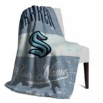 custom seattle kraken grunge texture blue white blanket best selling