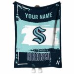 custom seattle kraken paint strokes blue white blanket best selling