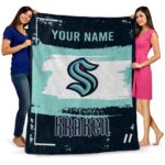 custom seattle kraken paint strokes blue white blanket best selling