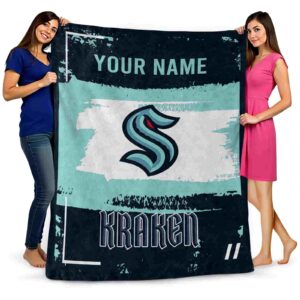 custom seattle kraken paint strokes blue white blanket fashion forward
