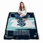 custom seattle kraken paint strokes blue white blanket best selling
