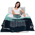 custom seattle kraken paint strokes blue white blanket best selling