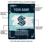 custom seattle kraken paint strokes blue white blanket best selling