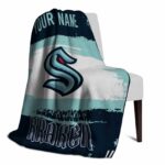 custom seattle kraken paint strokes blue white blanket best selling