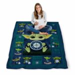 custom seattle mariners baby yoda navy blue blanket high quality