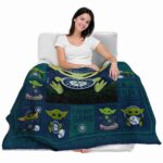 custom seattle mariners baby yoda navy blue blanket latest model
