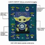 custom seattle mariners baby yoda navy blue blanket new arrival