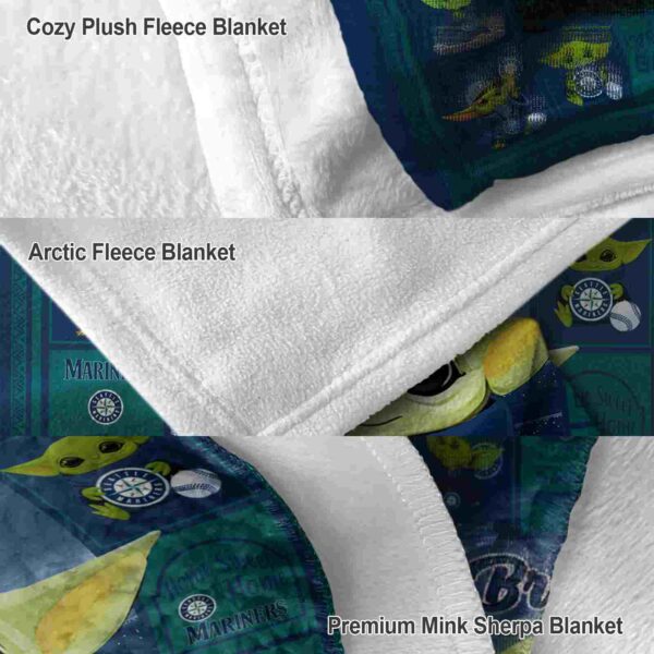 custom seattle mariners baby yoda navy blue blanket premium grade