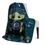 custom seattle mariners baby yoda navy blue blanket top rated