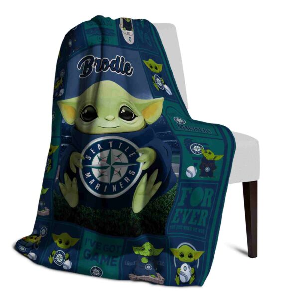 custom seattle mariners baby yoda navy blue blanket top rated