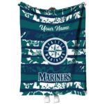 custom seattle mariners floral stripes navy blue white blanket best selling