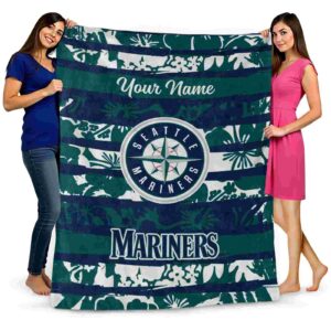 custom seattle mariners floral stripes navy blue white blanket fashion forward
