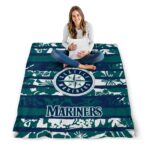 custom seattle mariners floral stripes navy blue white blanket high quality