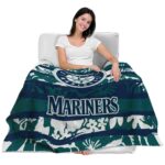 custom seattle mariners floral stripes navy blue white blanket latest model