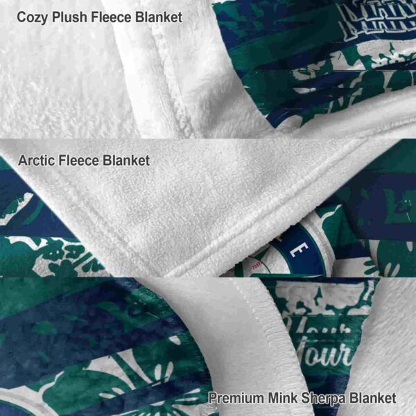custom seattle mariners floral stripes navy blue white blanket premium grade