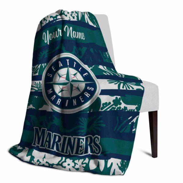 custom seattle mariners floral stripes navy blue white blanket top rated