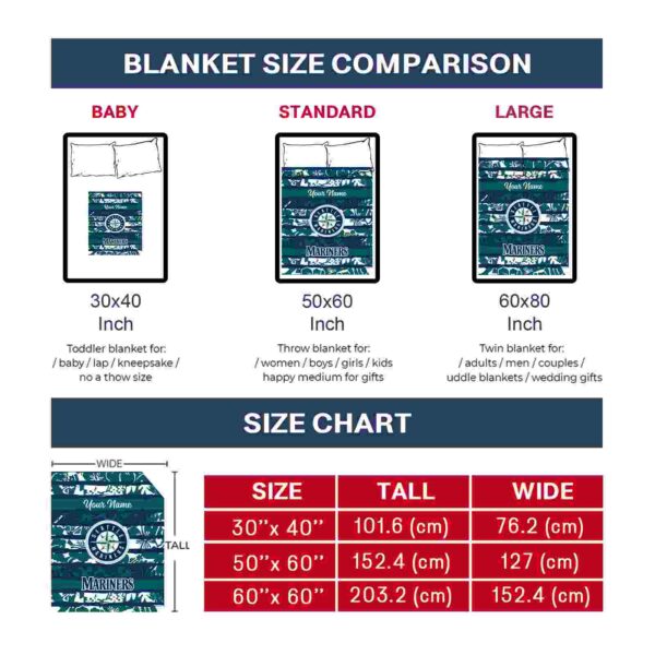 custom seattle mariners floral stripes navy blue white blanket trendy
