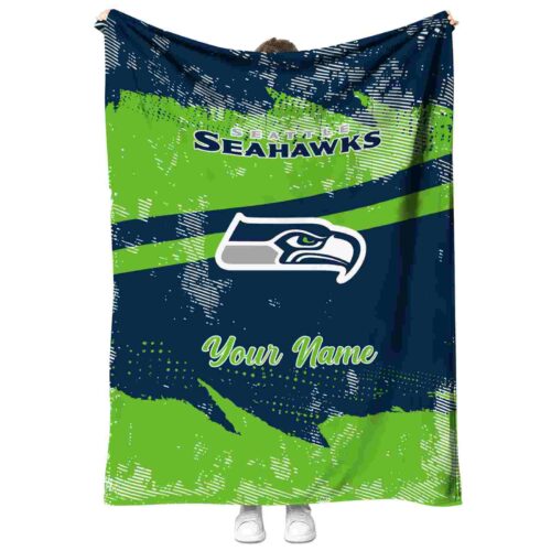 custom seattle seahawks grunge streaks blue blanket best selling