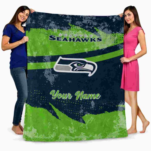 custom seattle seahawks grunge streaks blue blanket fashion forward
