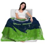 custom seattle seahawks grunge streaks blue blanket best selling