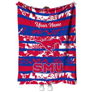 custom smu mustangs floral stripes blue white blanket best selling