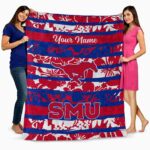 custom smu mustangs floral stripes blue white blanket best selling
