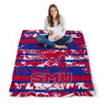 custom smu mustangs floral stripes blue white blanket best selling