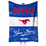 custom smu mustangs grunge texture blue white blanket best selling