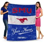 custom smu mustangs grunge texture blue white blanket best selling