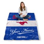custom smu mustangs grunge texture blue white blanket best selling