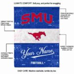 custom smu mustangs grunge texture blue white blanket best selling