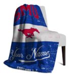 custom smu mustangs grunge texture blue white blanket best selling