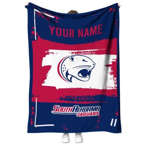 custom south alabama jaguars paint strokes blue white blanket best selling
