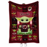 Custom South Carolina Gamecocks Baby Yoda Garnet Blanket 1 custom south carolina gamecocks baby yoda garnet blanket best selling