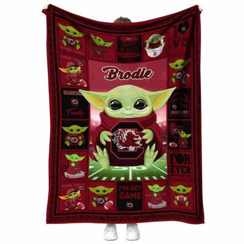 custom south carolina gamecocks baby yoda garnet blanket best selling