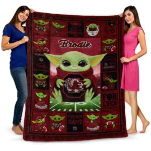 custom south carolina gamecocks baby yoda garnet blanket fashion forward