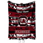 Custom South Carolina Gamecocks Floral Stripes Garnet White Blanket 1 custom south carolina gamecocks floral stripes garnet white blanket best selling