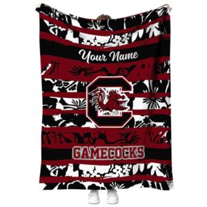 custom south carolina gamecocks floral stripes garnet white blanket best selling